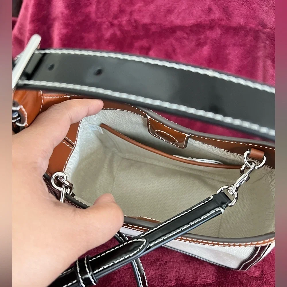 TORY BURCH• THEA CANVAS SMALL BUCKET BAG